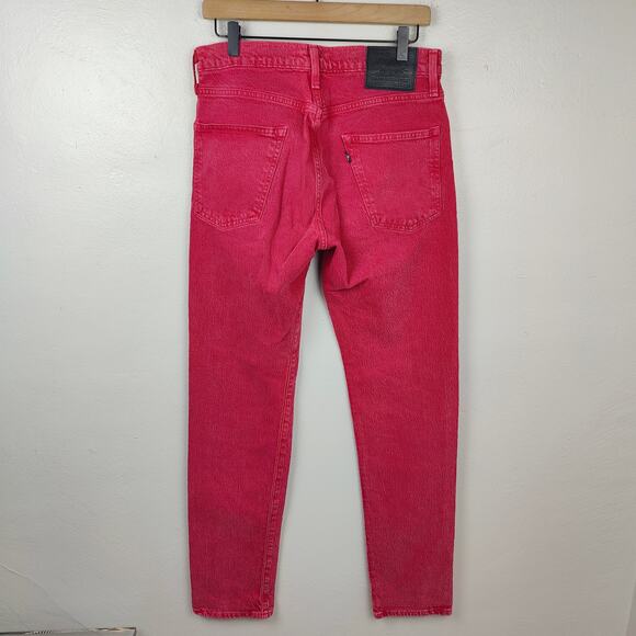 Levi's Made and Crafted 502 Jeans Mens 30x34‎ Red Pink Pink Wash Preppy Denim - Picture 8 of 14